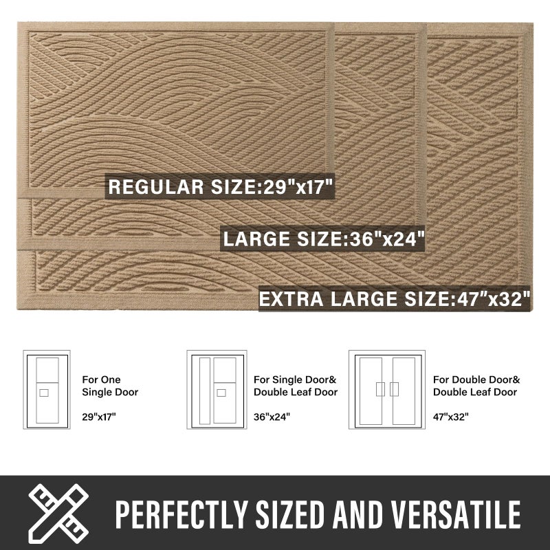 HIYARD Sturdy Front Door Mat, Absorbent Muddy Dirt Resist Welcome Door Mats Outdoor Indoor, Stain and Fade Resistant, Non-Slip Backing Entry Mat Low Profile Doormat for Entryway, 36Ã—24, Beige - Image 4