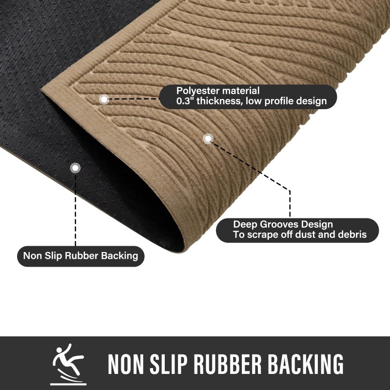 HIYARD Sturdy Front Door Mat, Absorbent Muddy Dirt Resist Welcome Door Mats Outdoor Indoor, Stain and Fade Resistant, Non-Slip Backing Entry Mat Low Profile Doormat for Entryway, 36Ã—24, Beige - Image 5