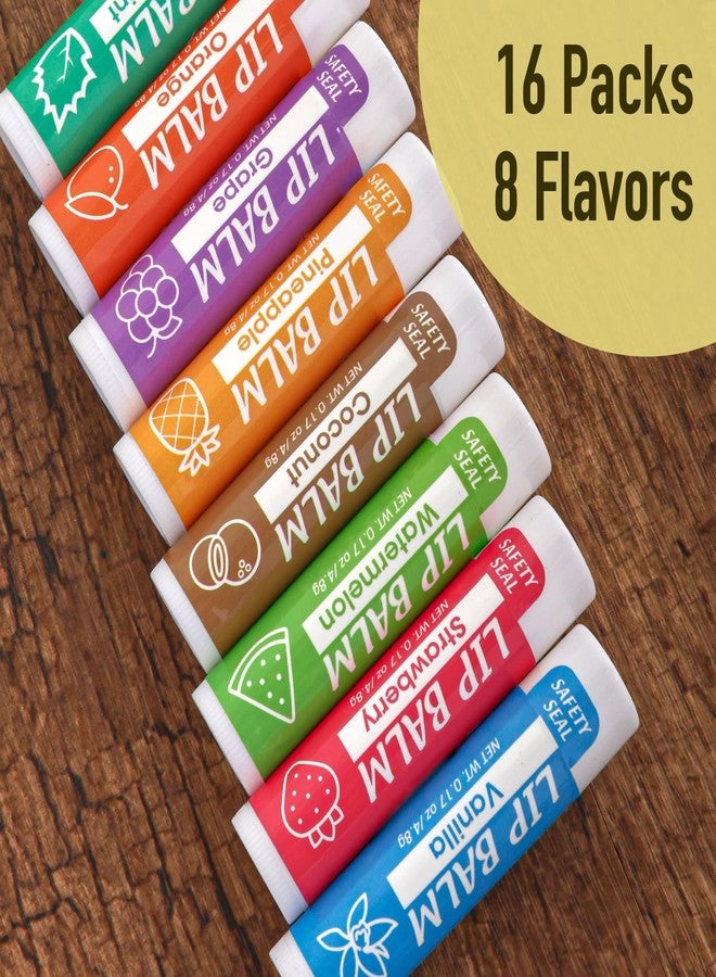 YesBes 16 Pack Lip Balm, Natural Lip Balm Bulk with Vitamin E and Coconut Oil, Moisturizing Lip Balms for Dry Cracked Lips, Lip Balms for Mothers Day Gifts Stocking Stuffers - 8 Flavors - Image 2