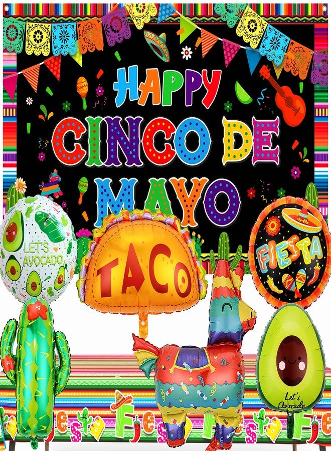 AinDen Fiesta Party Decorations Kit, Cinco de Mayo Decorations Set with Banner Backdrop, Balloons & Tablecloth, Mexican Fiesta Party Supplies for Taco Party - Image 1