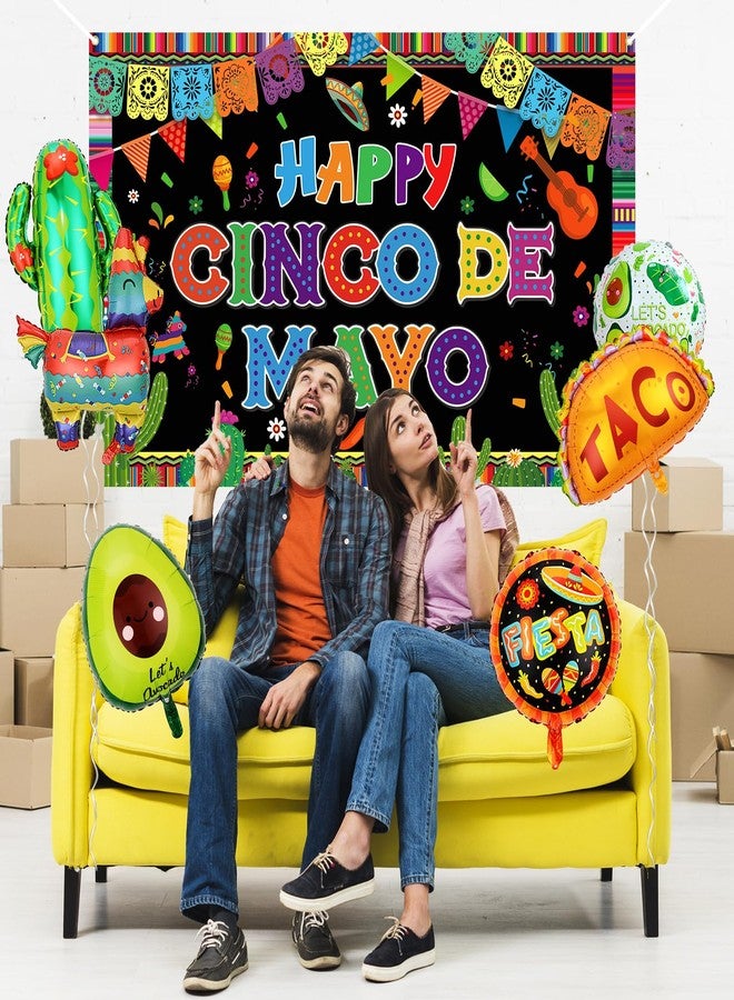AinDen Fiesta Party Decorations Kit, Cinco de Mayo Decorations Set with Banner Backdrop, Balloons & Tablecloth, Mexican Fiesta Party Supplies for Taco Party - Image 4