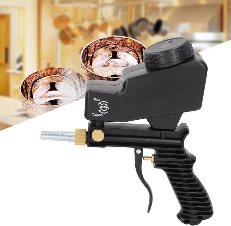 Black Sandblaster Gun Compact Paint Removal Tool with Steel Grit for Easy Storage - Image 5