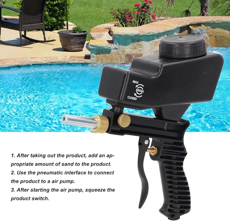 Black Sandblaster Gun Compact Paint Removal Tool with Steel Grit for Easy Storage - Image 4