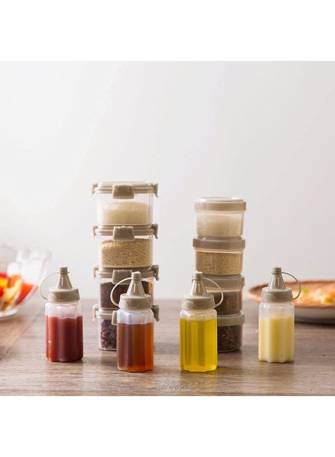 DUNISO 12 قطعة زجاجات ضغط صغيرة، صندوق توابل مع غطاء، حاويات صلصة بلاستيكية، تخزين مريح، للتخييم والشواء في الهواء الطلق، رمادي - Image 2