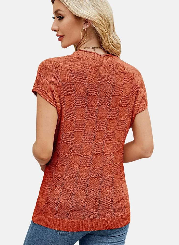 YUNIQEE Orange Round Neck Printed Top