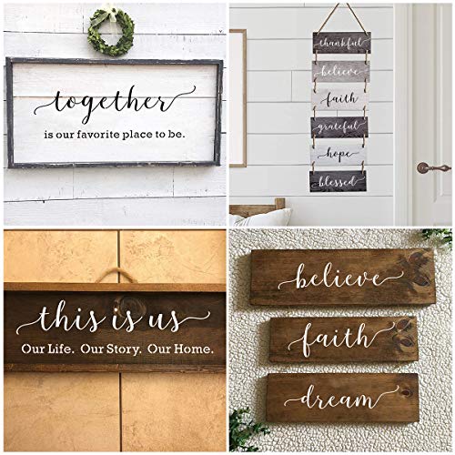 REOLAN Family Farmhouse Stencils for Painting on Wood - 20 Pack Large Inspirational Words Quotes Saying Sign Stencil Templates, Welcome Believe Blessed Thankful and More, Reusable Letter Stencils for Walls - Image 4