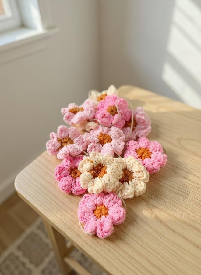 Delllala Boho Crochet Daisy Garland, Pink Flower Banner Garland Decoration, for Baby Girl Nursery Daisy Birthday Party Banner Baby Shower Decoration Hippie Groovy Decor - Image 5