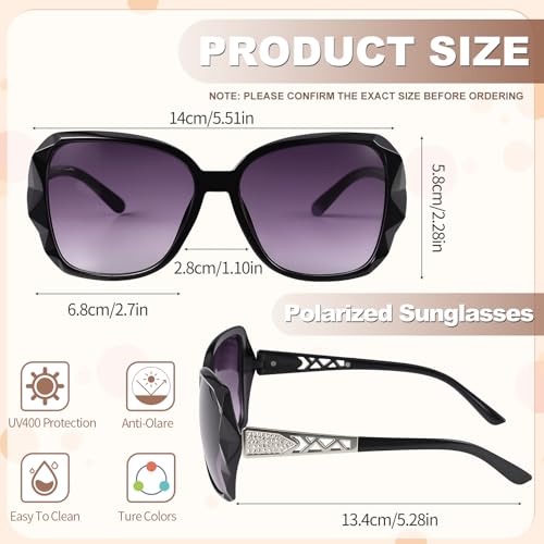 HEQU 4 Pcs Women Large Sunglasses, UV 400 Glasses Oversized Polarized Sunglasses Classic Trend Ladies Sunglasses Sparkling Rhinestone Large Frame Sunglasses for Women, black/blue/champagne/brown - Image 2