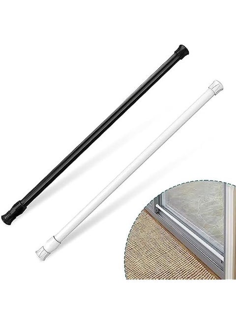 2 Pack Window Security Bars Adjustable Sliding Glass Door Lock Security Stick for Door with Rubber Tips, 1.3 cm in Diameter, Extends from 15.8-27.6 Inch, Black & White