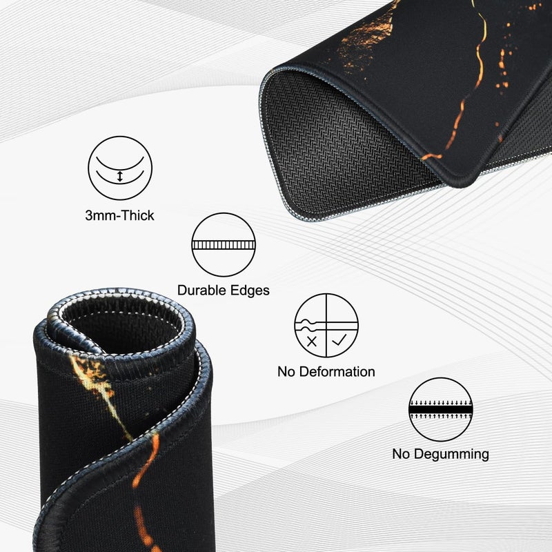 JIKIOU 3 Pack Mouse Pad with Stitched Edge, Comfortable Mouse Pads with Non-Slip Rubber Base, Washable Mousepads Bulk with Lycra Cloth, Mouse Pads for Computers Laptop Mouse 10.2x8.3in Yellow Gilding - Image 3