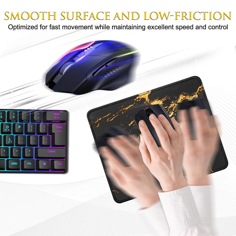 JIKIOU 3 Pack Mouse Pad with Stitched Edge, Comfortable Mouse Pads with Non-Slip Rubber Base, Washable Mousepads Bulk with Lycra Cloth, Mouse Pads for Computers Laptop Mouse 10.2x8.3in Yellow Gilding - Image 4