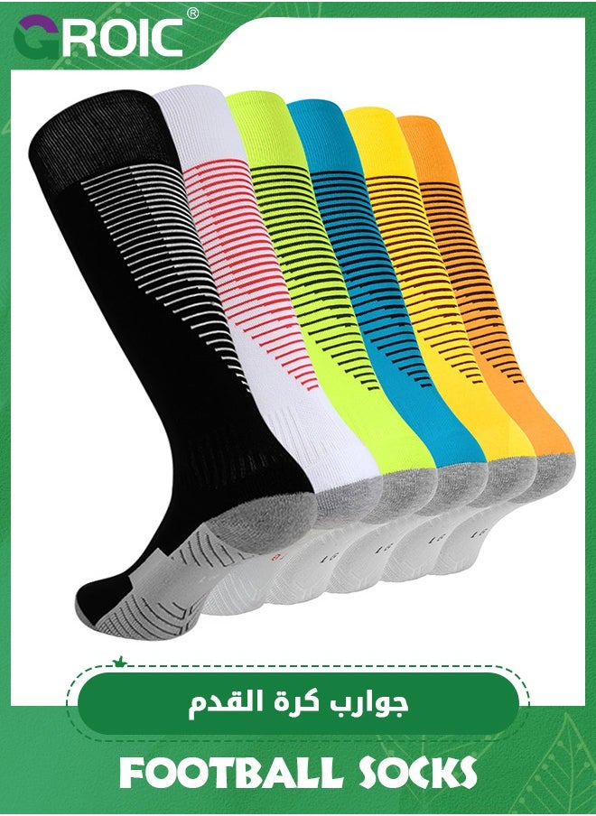 GROIC 6 Pairs Soccer Socks for Men Women Knee High Cushion Football Baseball Softball Socks Multi-Sport Athletic Team Socks, Sports Basketball Woven Mid-Calf Socks, Elite Basketball Socks  - Image 1
