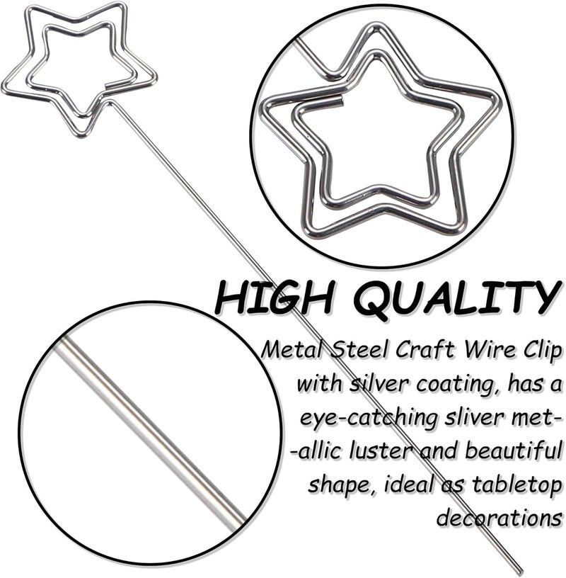 H&W 50pcs Star Ring Loop Round Shape DIY Craft Wire Clip Table Card Holders Note Photo Picture Memo Holder Metal Clamp for Party Birthday Office DIY Cake Topper(WE5-D2) - Image 3