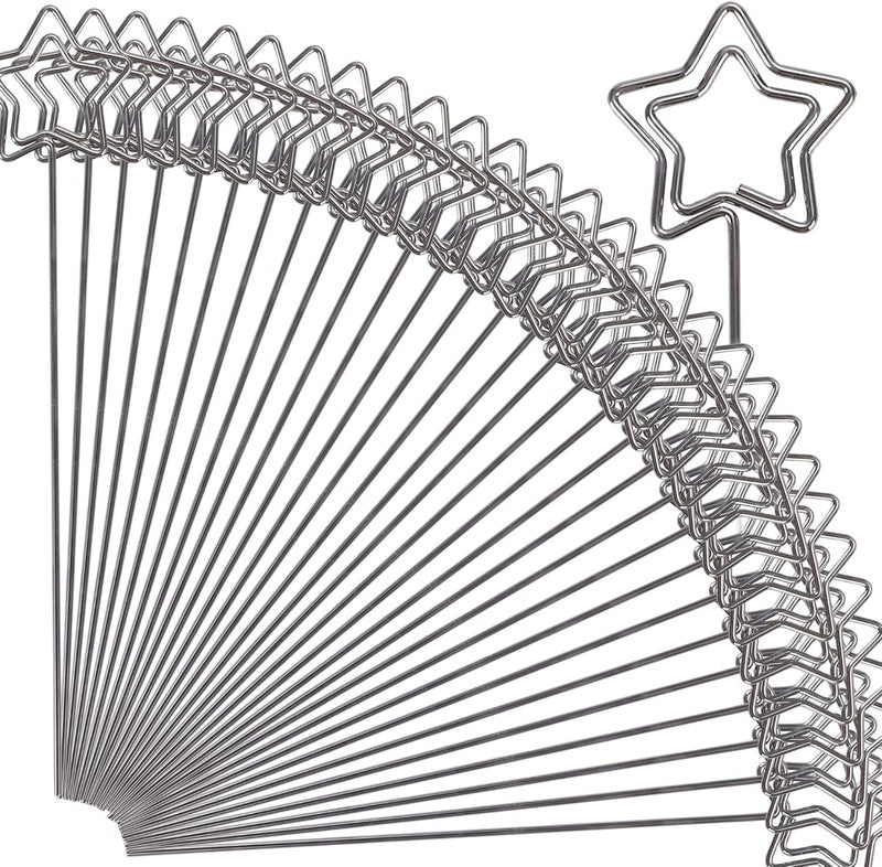 H&W 50pcs Star Ring Loop Round Shape DIY Craft Wire Clip Table Card Holders Note Photo Picture Memo Holder Metal Clamp for Party Birthday Office DIY Cake Topper(WE5-D2) - Image 1