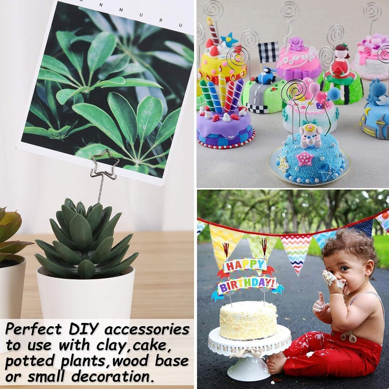 H&W 50pcs Star Ring Loop Round Shape DIY Craft Wire Clip Table Card Holders Note Photo Picture Memo Holder Metal Clamp for Party Birthday Office DIY Cake Topper(WE5-D2) - Image 5
