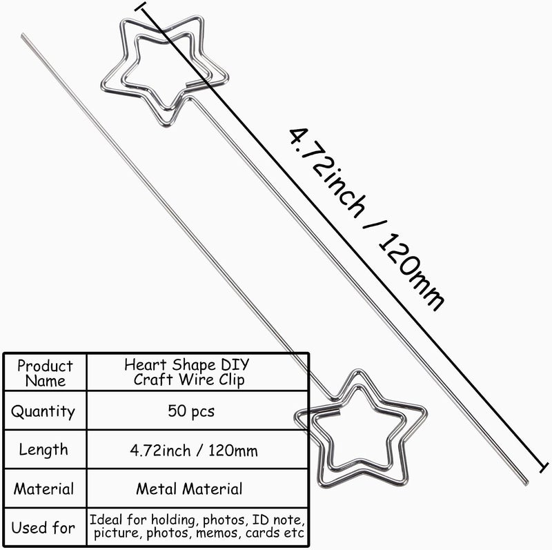 H&W 50pcs Star Ring Loop Round Shape DIY Craft Wire Clip Table Card Holders Note Photo Picture Memo Holder Metal Clamp for Party Birthday Office DIY Cake Topper(WE5-D2) - Image 2