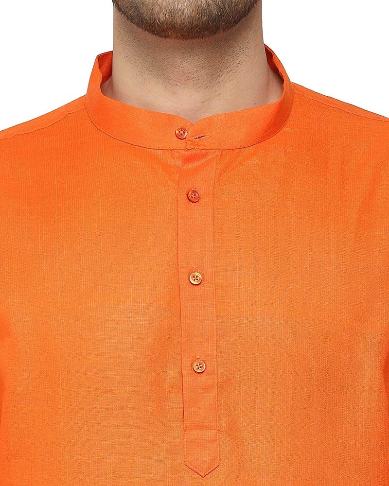 ashtang Men's Cotton Blend Solid Regular Kurta (PLN-KK-ORG-40_Orange - Image 2