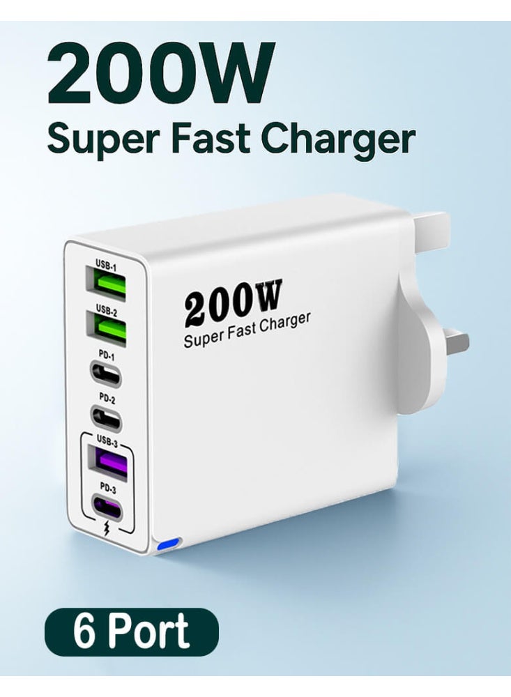 sogarshamo Sogarshamo Usb C Charger Block 6-port 200W ZA5AAF70227A3F1A3D100Z