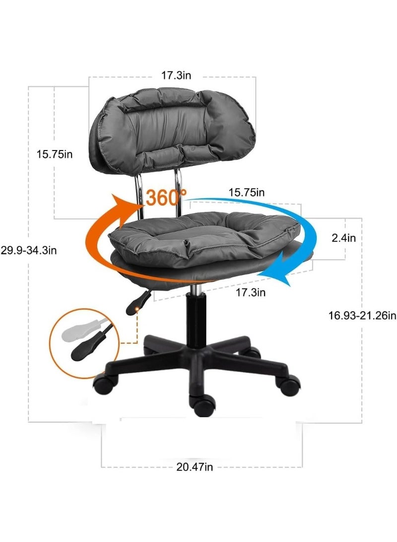 Rolling Stool Backrest, Thick Seat Padding, Heavy Duty Home Office Rolling Chair, Adjustable Height Swivel Stool Chair for Nail Salon Spa Massage Tattoo Work,black - Image 5