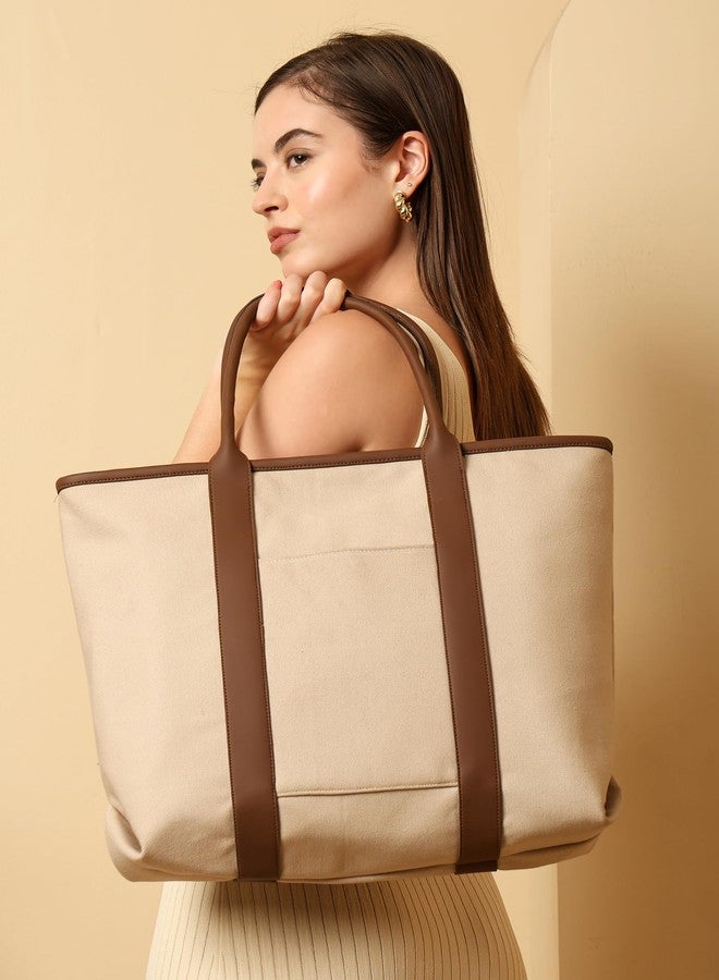 ENSAC Laptop & Tote Bag for Women | Stylish Office & Travel Handbag | Large-Capacity Office Tote | Professional Shoulder Bag for Collage, Work & Travel Use - Image 4