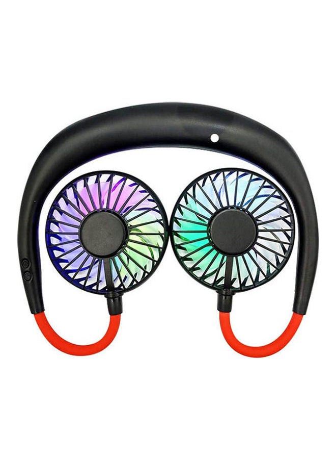 Loquat Usb Fan Portable Led Light Usb Rechargeable Neckband Lazy Neck Hanging Style Dual Cooling Fan Mini Hand Free Fan Black  - Image 2