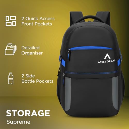 Aristocrat Smash Formal Backpack 32 Liters with Laptop Compartment for Men & Women with Bottle Pocket, Rain Cover Organiser Trolley Sleeve, Padded Back & Shoulder Strap (Black) - Image 3