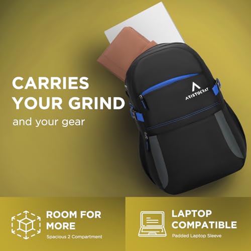 Aristocrat Smash Formal Backpack 32 Liters with Laptop Compartment for Men & Women with Bottle Pocket, Rain Cover Organiser Trolley Sleeve, Padded Back & Shoulder Strap (Black) - Image 2