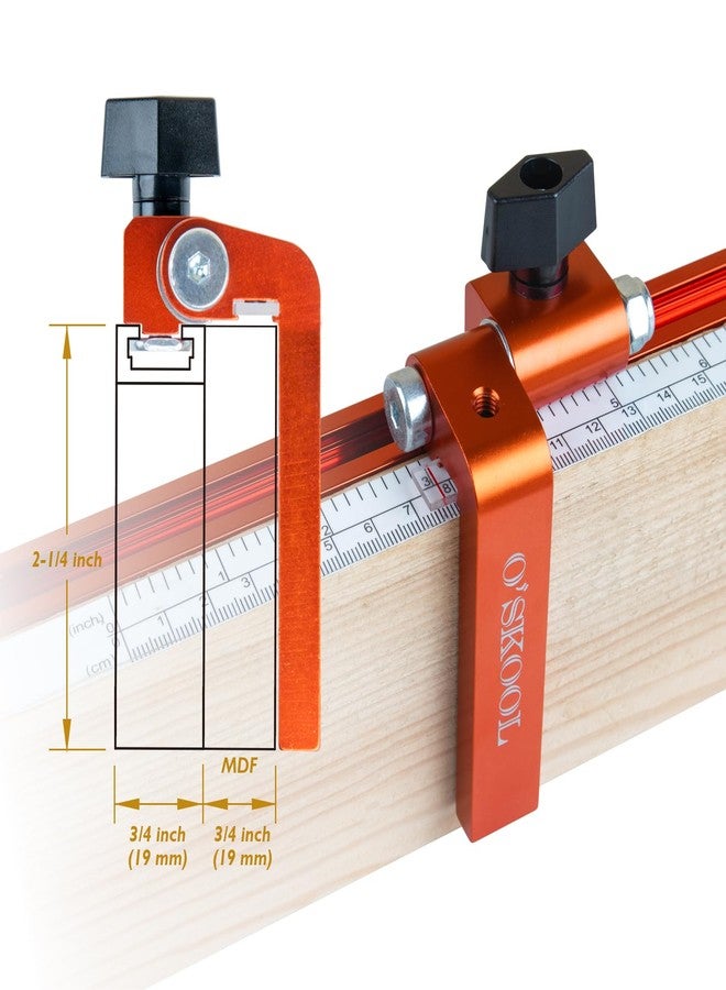 O'SKOOL 2-1/4 Inch T-Track Adjustable Fence Flip Stop Repeater with Indexing Cursor - Image 4