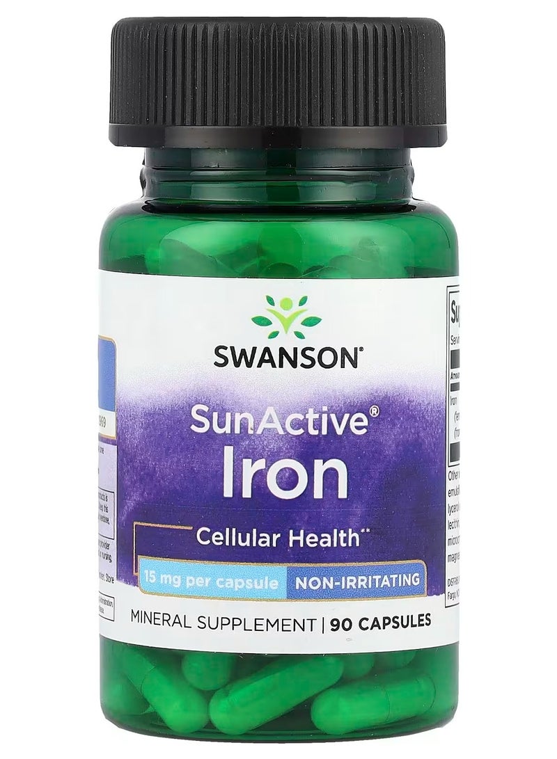 سوانسون، صن أكتيف®، حديد، 15 ملغ، 90 كبسولة