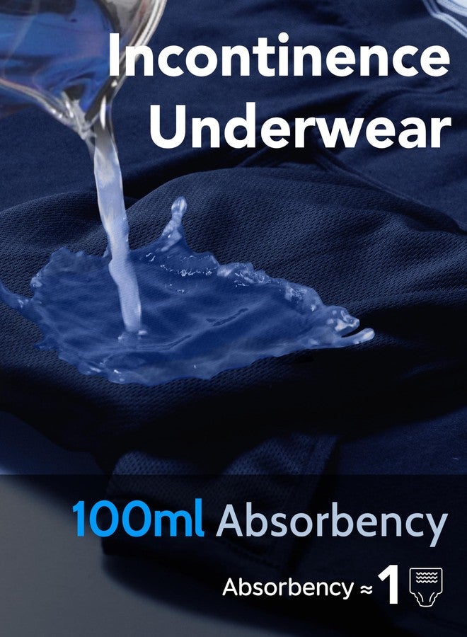 TIICHOO Mens Incontinence Underwear Washable Cotton Reusable Leakproof Underwear 4 Pack(Medium, Black/Gray/Navy/Burgundy - Image 2