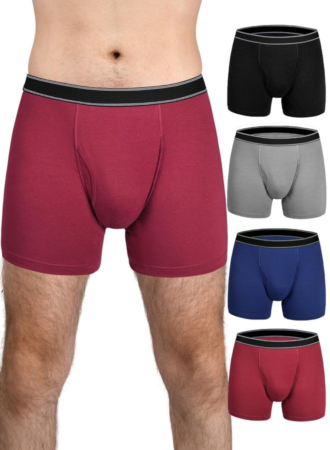 TIICHOO Mens Incontinence Underwear Washable Cotton Reusable Leakproof Underwear 4 Pack(Medium, Black/Gray/Navy/Burgundy - Image 1