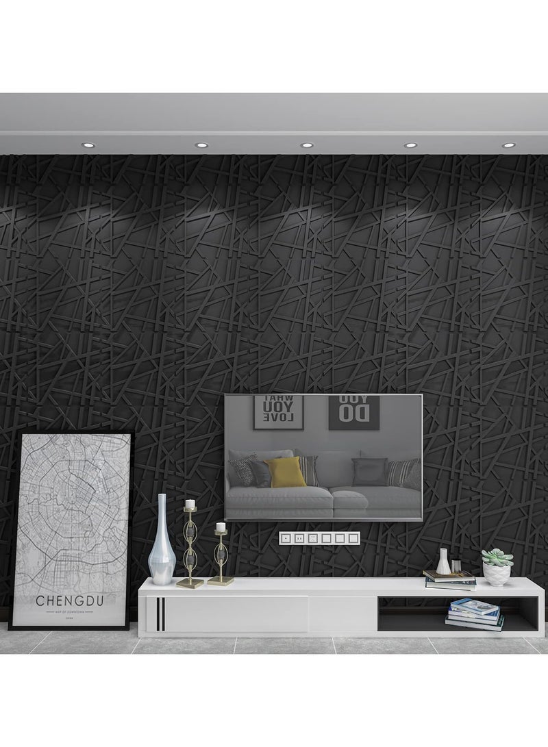 AUTOYSUR لوحات حائط ثلاثية الأبعاد مزخرفة بتصميم ماسي، لوحات حائط ثلاثية الأبعاد، لوحة حائط ثلاثية الأبعاد من البولي فينيل كلوريد ماسية، لوحات حائط ثلاثية الأبعاد منقوشة، لتزيين الحائط الداخلي، 50 * 50 سم أبيض غير لامع (عبوة من 12 قطعة) (أسود) - Image 5