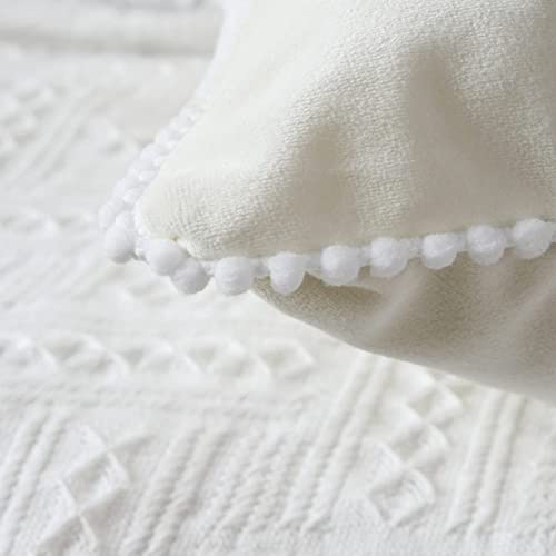 CottonFry Set of 2 Soft Velvet Cushion Covers Pillowcases Square Decorative Bubble pom pom lace Throw Pillow Covers - Image 2