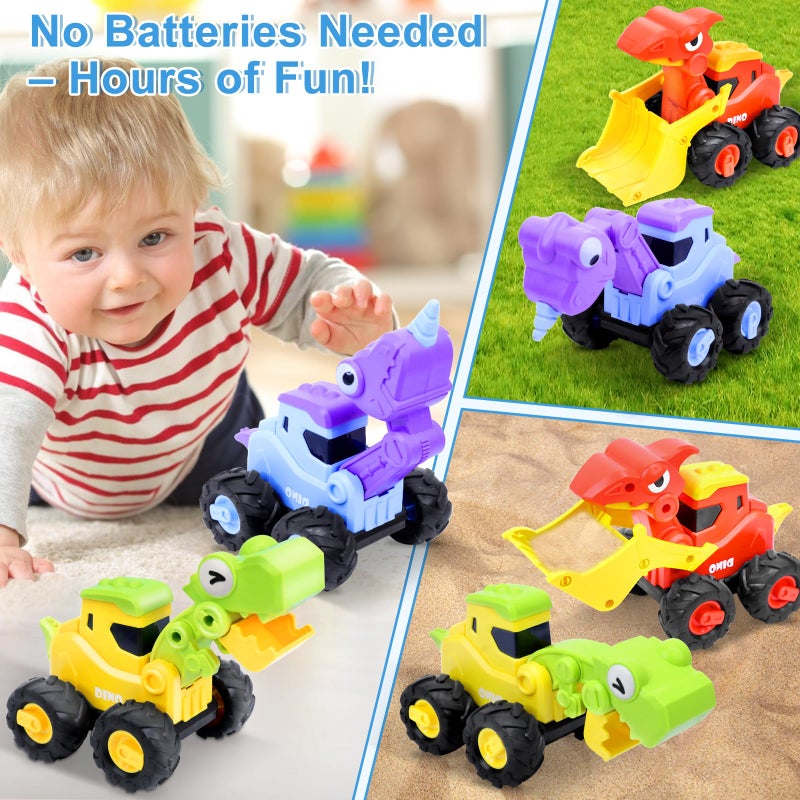 AMENON 3 Pcs Large Dino Hauler Trucks  Press & Go Construction Vehicles for Hunting Games  Dinosaur Toys Transport Carrier Cars for Toddlers Boys Kids Essentials Toys Gift - Image 5