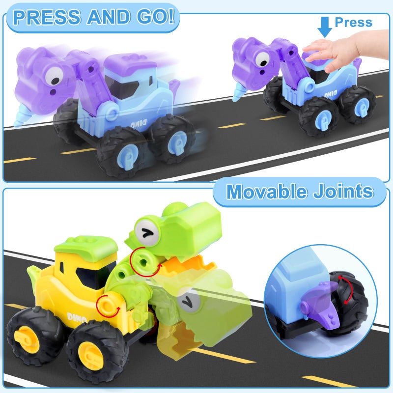 AMENON 3 Pcs Large Dino Hauler Trucks  Press & Go Construction Vehicles for Hunting Games  Dinosaur Toys Transport Carrier Cars for Toddlers Boys Kids Essentials Toys Gift - Image 4