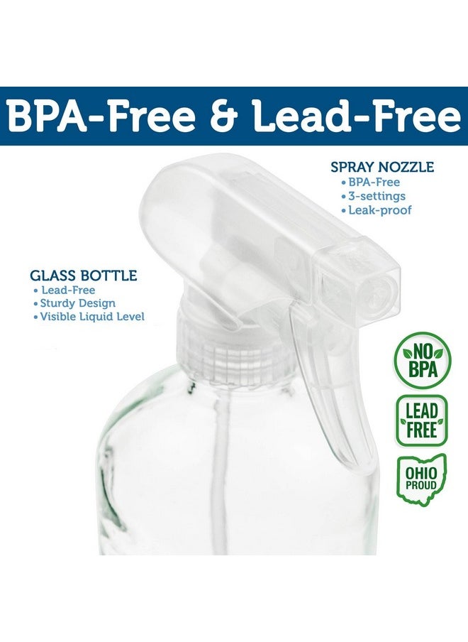 Sally's Organics - ® Empty Clear Glass Spray Bottles - Refillable 16 Oz Containers For Essential Oils, Cleaning Products, Aromatherapy, Misting Plants, Or Cooking - Sprayer With Mist And Stream - 2 Pack - Image 1