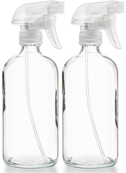 ® Empty Clear Glass Spray Bottles - Refillable 16 Oz Containers For Essential Oils, Cleaning Products, Aromatherapy, Misting Plants, Or Cooking - Sprayer With Mist And Stream - 2 Pack