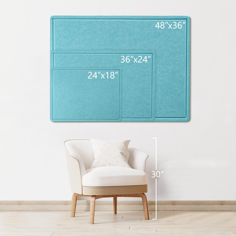 lightomorrow Large Bulletin Board - 48 x 36 Inches, Decorative Felt Pin Board for Wall - 4' x 3' Foldable Photo Display Board with Self-Adhesive Tape, Includes 20 Push Pins - Turquoise Blue - Image 3