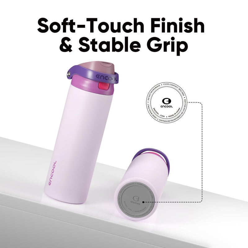 ENCOOL Leakproof Insulated Water Bottle with Straw Dual-Sip Water Bottle Bag-Safe Design for Work, Commute & Gym â€“ Keeps Drinks Cold All Day, 40 oz, Purple Cabbage - Image 5