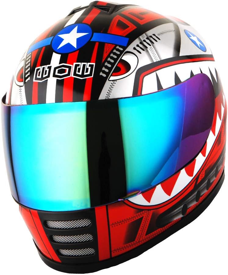 WOW Motorcycle Full Face Helmet Street Bike BMX MX Youth Kids Shark Red - Image 2