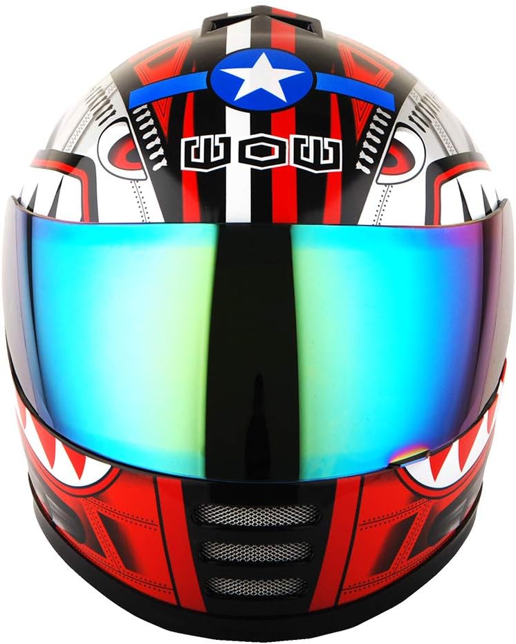 WOW Motorcycle Full Face Helmet Street Bike BMX MX Youth Kids Shark Red - Image 3