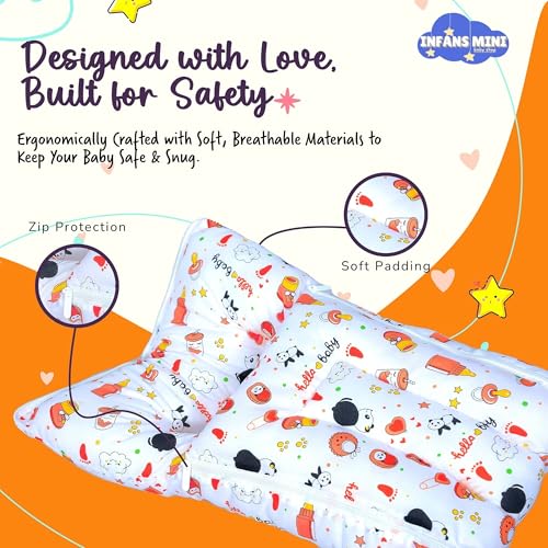 Infans Mini Baby Feeding Pillow Cotton|Maternity Feeding Pillow Portable & Adjustable|Nursing Pillow for Mother and New Born Baby (Panda Orange) - Image 3