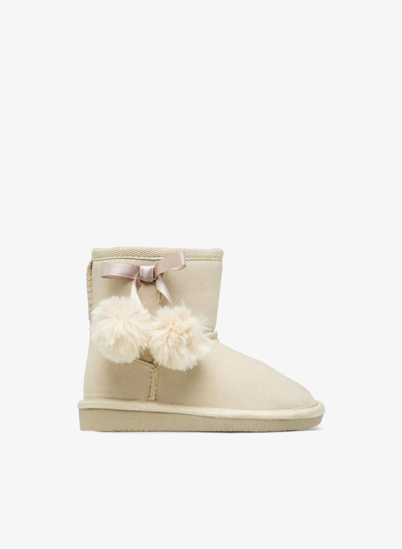 Flora Bella By Shoexpress Pom Pom Accent Ankle Boots with Zip Closure - Image 2