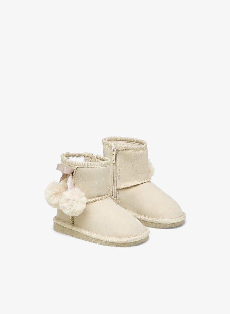 Flora Bella By Shoexpress Pom Pom Accent Ankle Boots with Zip Closure - Image 3