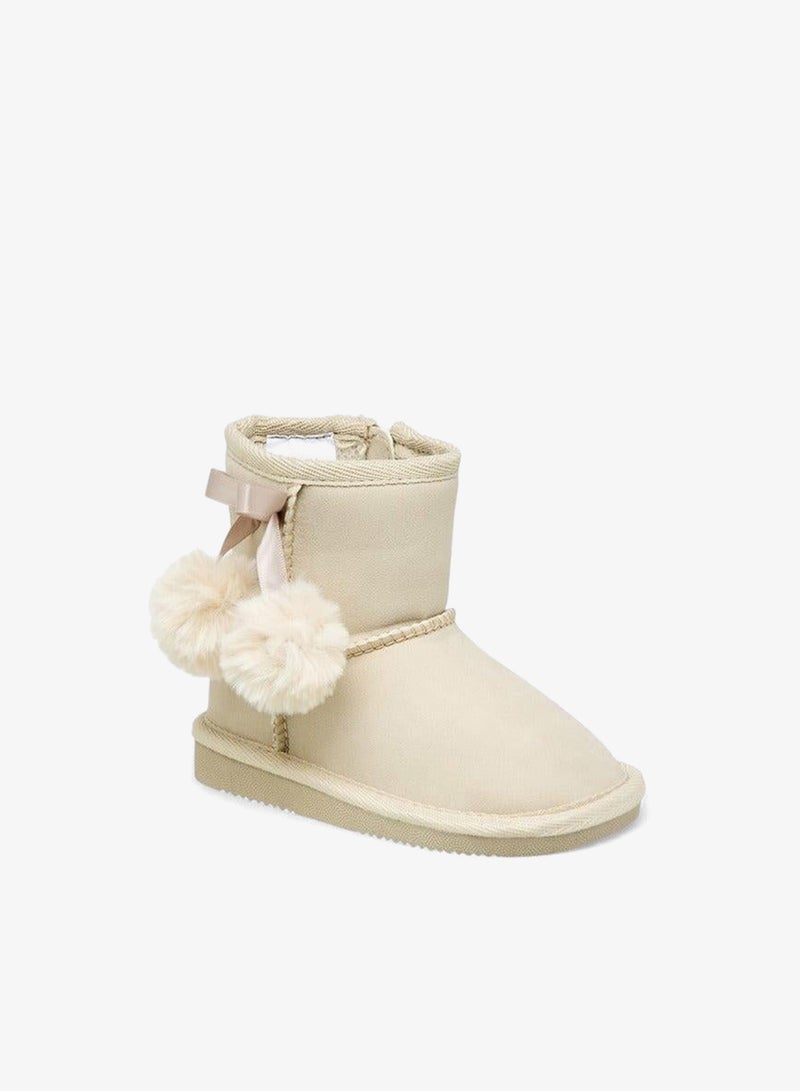 Flora Bella By Shoexpress Pom Pom Accent Ankle Boots with Zip Closure - Image 1