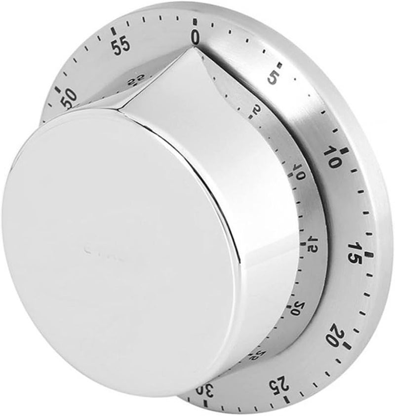 VEDA Mechanical Kitchen Timer, Chef Cooking Timer Clock with Loud Alarm, 60-Minute Countdown, Magnetic Backing, Stainless Steel body, Sliver - Image 1