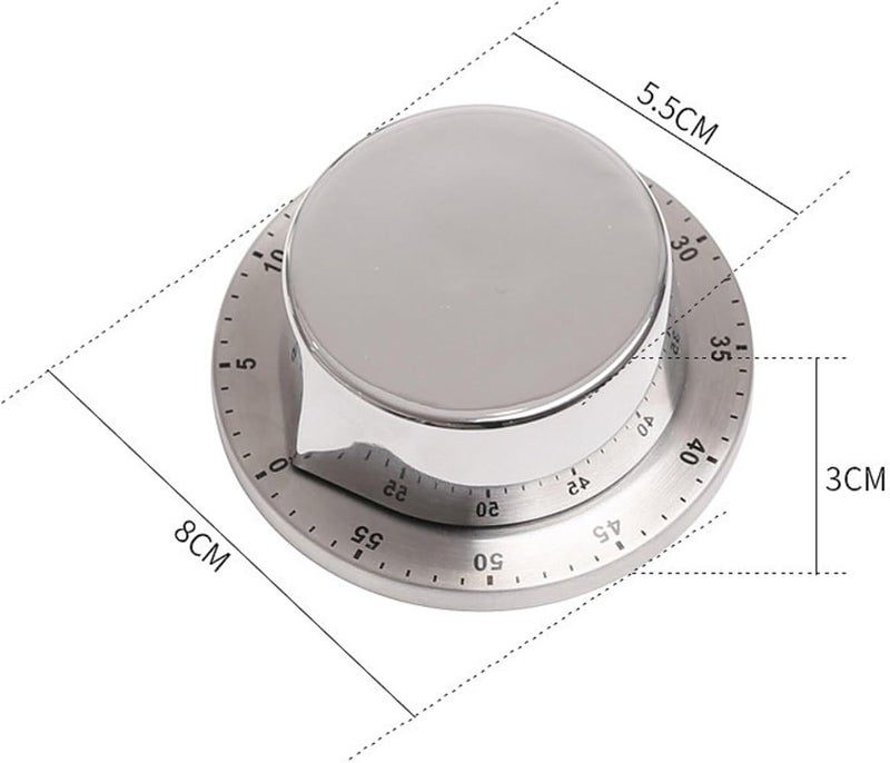 VEDA Mechanical Kitchen Timer, Chef Cooking Timer Clock with Loud Alarm, 60-Minute Countdown, Magnetic Backing, Stainless Steel body, Sliver - Image 2