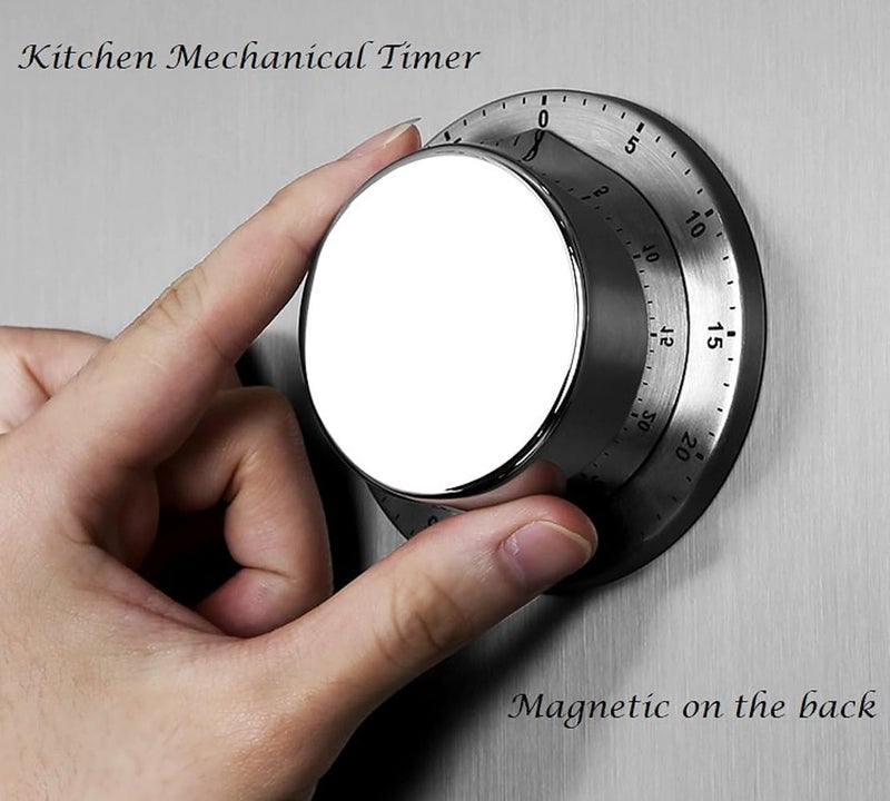 VEDA Mechanical Kitchen Timer, Chef Cooking Timer Clock with Loud Alarm, 60-Minute Countdown, Magnetic Backing, Stainless Steel body, Sliver - Image 4