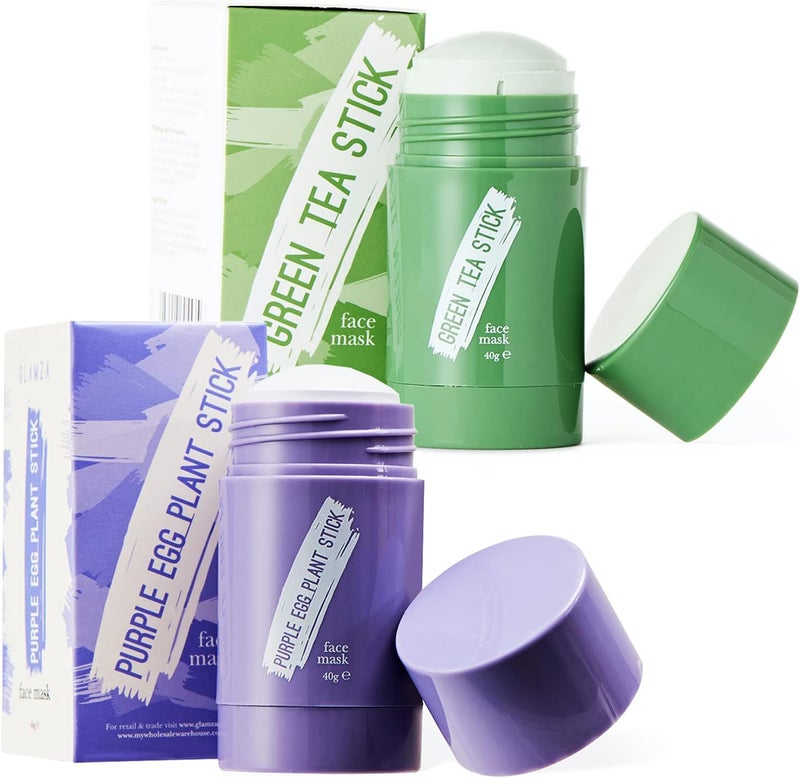 Green Tea Face Mask Egg Plant Face Mask GLAMZA Purifying Green Mask Stick Eggplant Mask Stick for Deep Cleansing Blackhead Control