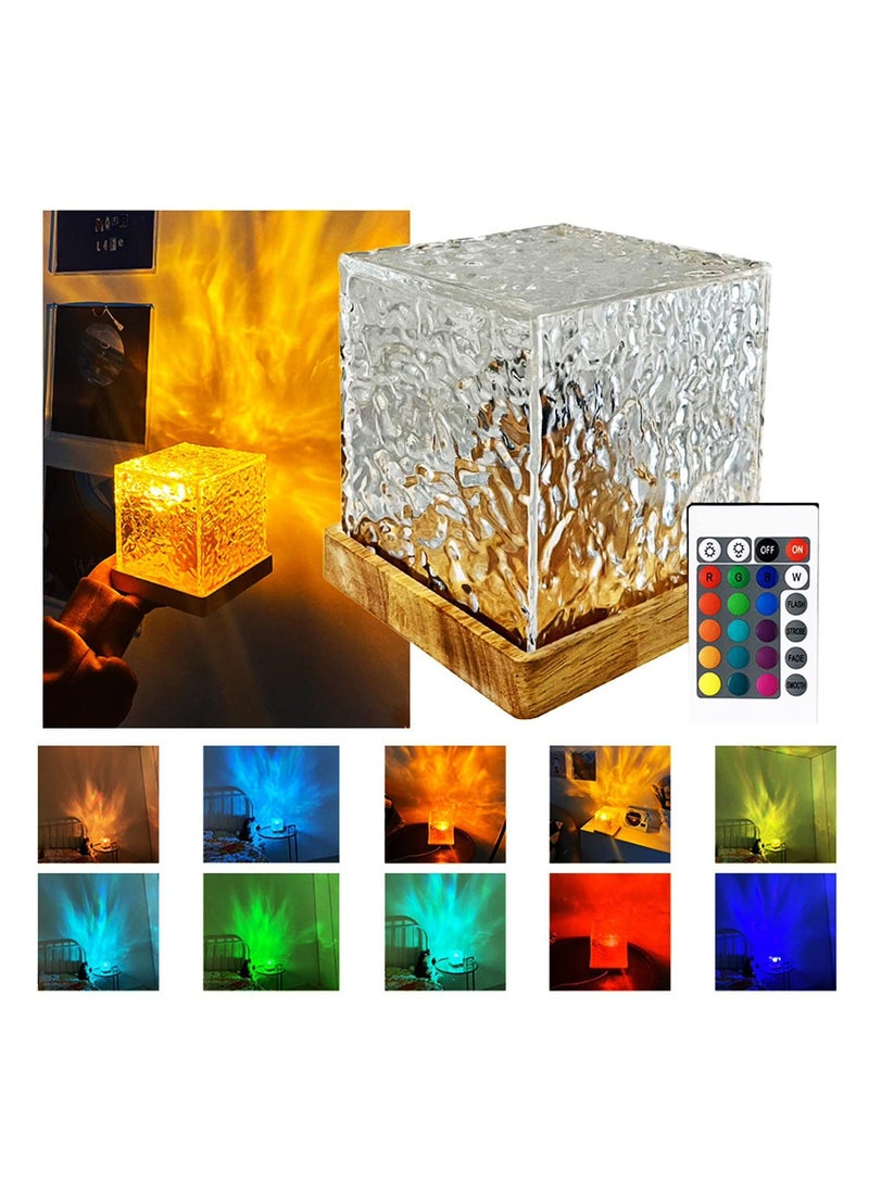 مصباح دوار بنمط مائي USB - مصباح مكتبي ديناميكي أكريليك، مصباح ليلي وزينة مكتبية للمنزل والمكتب وغرفة النوم - هدية مثالية مع خيارات الإضاءة الدافئة أو تغيير الألوان بـ16 لوناً عبر جهاز التحكم عن بعد - Image 1